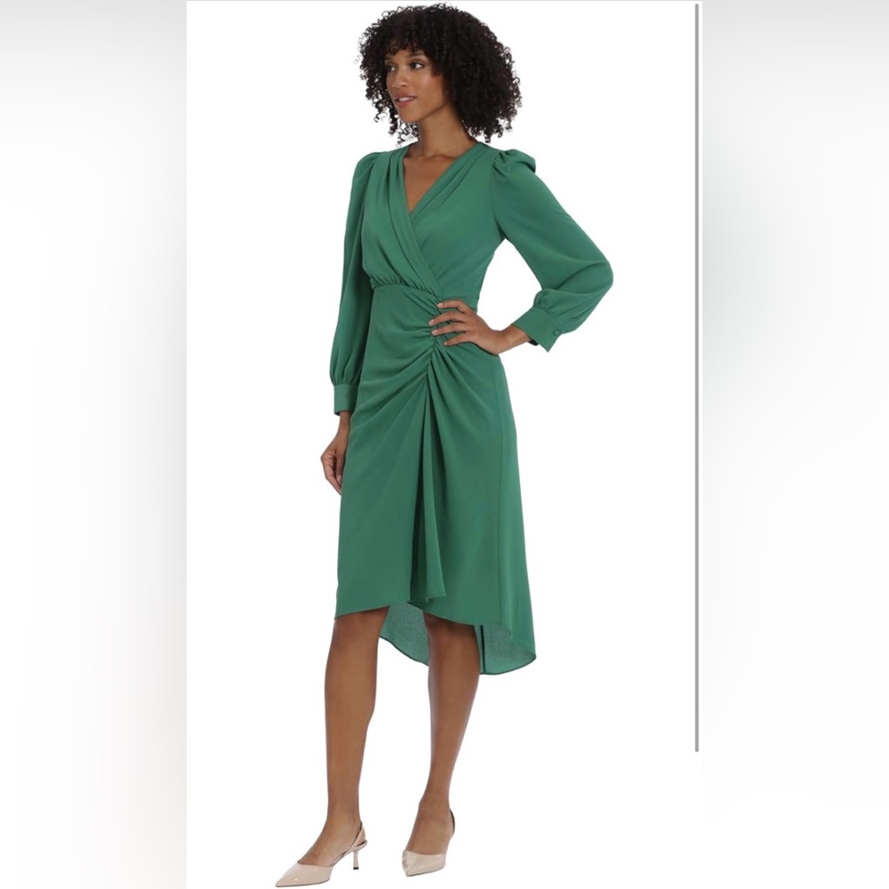 Maggy London Long Sleeve Bubble Crepe Dress Workwear Event Guest of Wedding